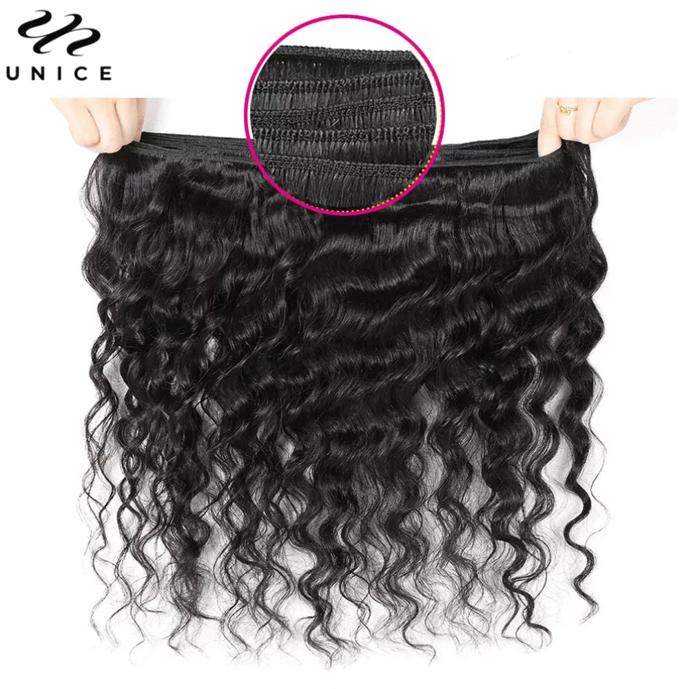 Unice Hair Loose Deep Wave Bundles 1/3/4 PCS Human Hair Bundles Sew In Quick Weaves Bundles Human Hair 100Gram Per Bundle