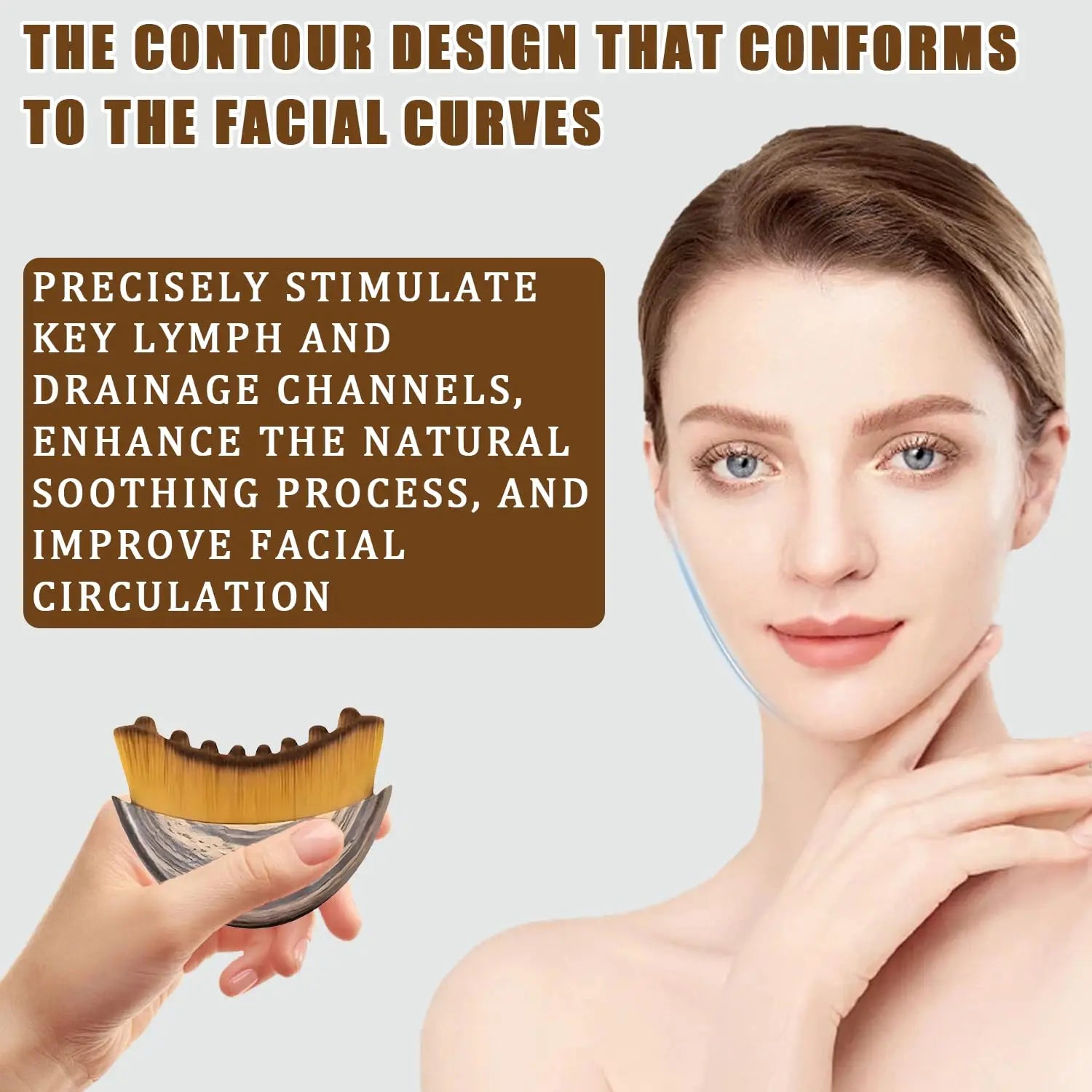 Lymphatic Contour Face Brush Lymphatic Drainage Reduce Puffiness Relief Fatigue Facial Massager Face Chin Skin Sculpting Tool