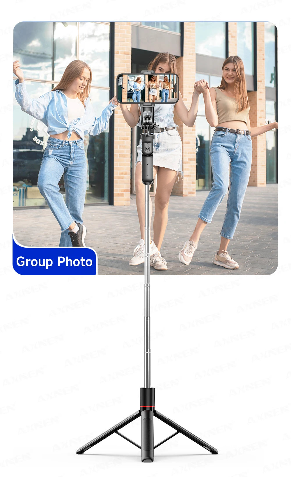 AXNEN New 1.7M Wireless Selfie Stick Tripod Foldable Stand For Gopro Action Camera Smartphones Balance Steady Shooting Live Vlog