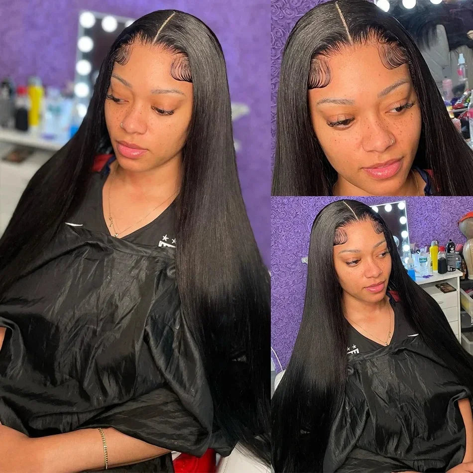 20 22 24 Inch 13x4 13x6 HD Transparent Bone Straight Lace Front Wigs 200 Density 360 Lace Brazilian Human Hair Wigs For Women