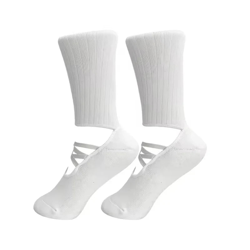 Pilates Fitness Breathable Socks Anti Slip Design Middle Tube Sweat Absorbing Grabbing Ballet Straps Elegant Comfortable Socks