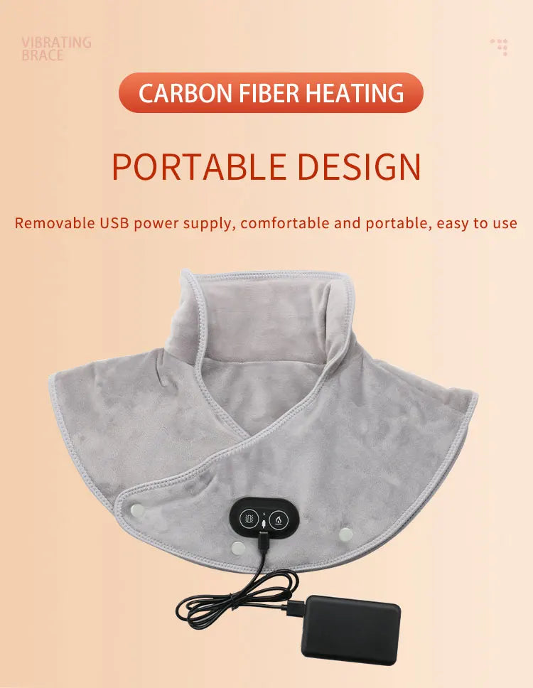 Electric Heating Shoulder Neck Pad Cervical Wrap Three Gear Thermal Compress Massager Vibration Shawl Warm Back Tool Relax Brace