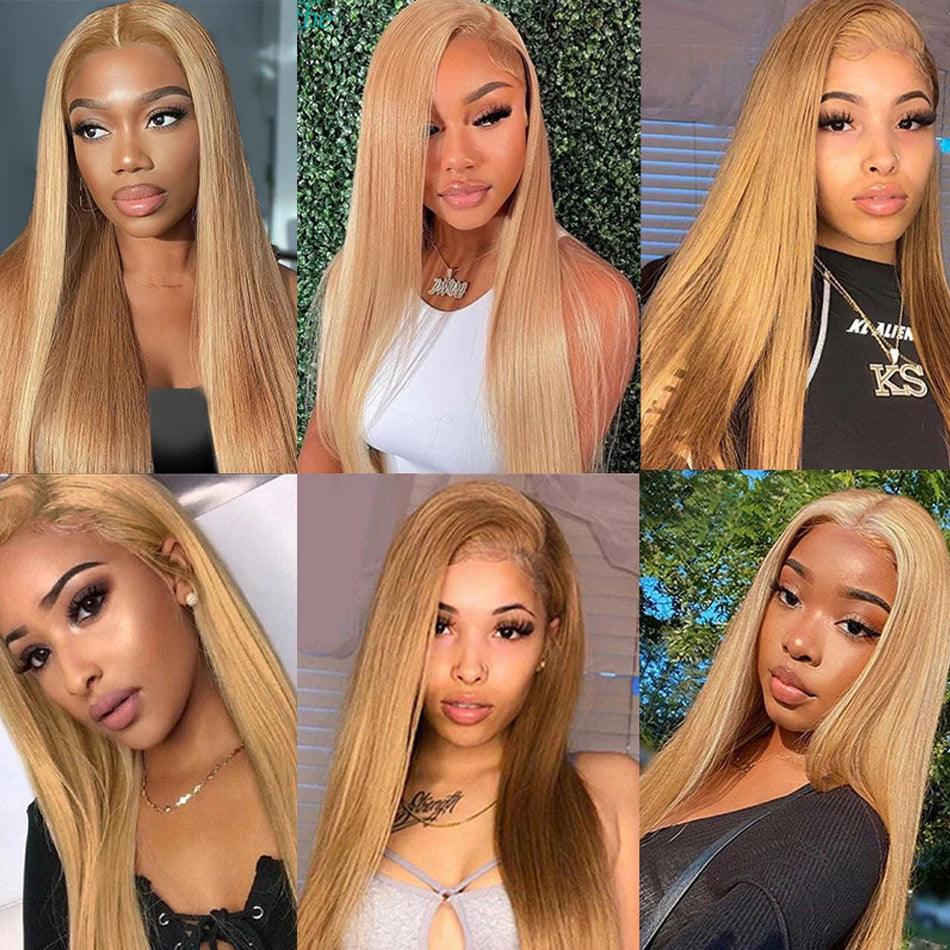 13x6 HD Lace Front Wig - Malaysian Straight Human Hair - Honey Blonde 180% Density