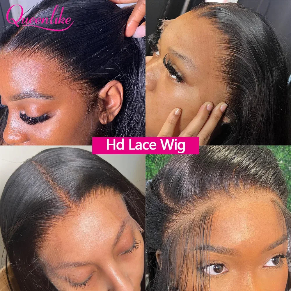 Queenlike Hair Real HD Lace Wig Raw Human Hair 13x4 Full Frontal Wigs Human Hair Straight HD Transparent Lace Human Hair Wigs