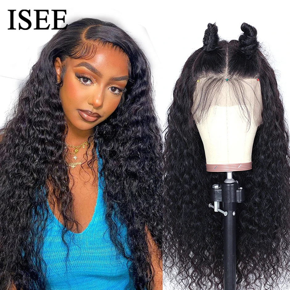 Water Wave Lace Closure Wigs ISEE HAIR Water Wave 4X4 Lace Closure Wigs For Women Mongolian Water Wave 13x4 Lace Front Wigs