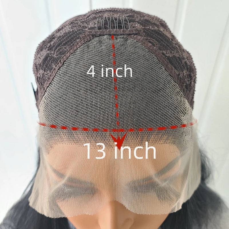Premium Synthetic Lace Front Wig - Natural Wavy Brown Hair for Black Women | Pre-Plucked Swiss Lace