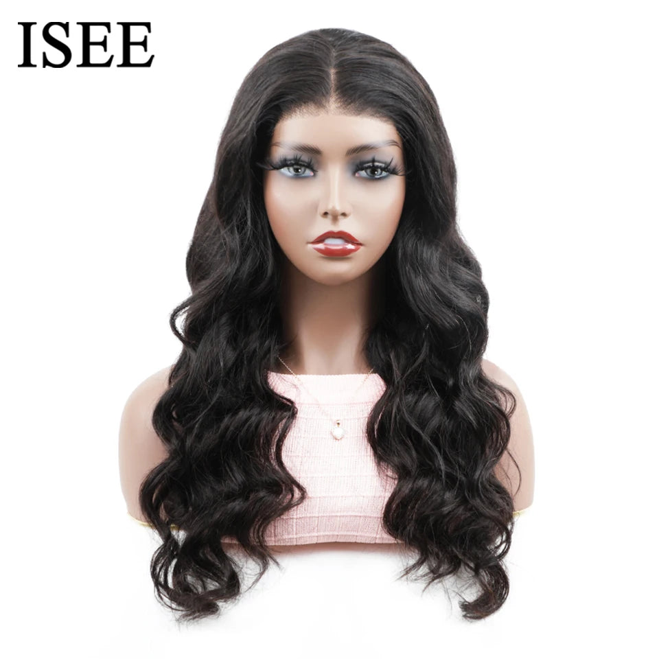 ISEE Hair Wear Go Transparent Body Wave Lace Front Wig Pre Bleached Knots Glueless Wigs Human Hair Wig Pre Cut PrePlucked