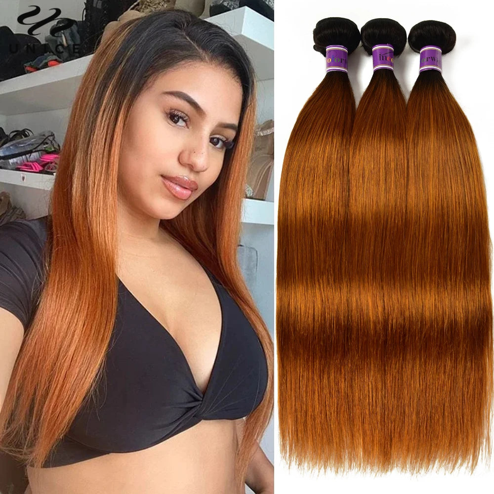 UNice Hair #30 Arburn Silky Straight Virgin Human Hair Bundles 1/3/4 PCS Deal 100Grams 10A Grade 100% Human Hair Extensions