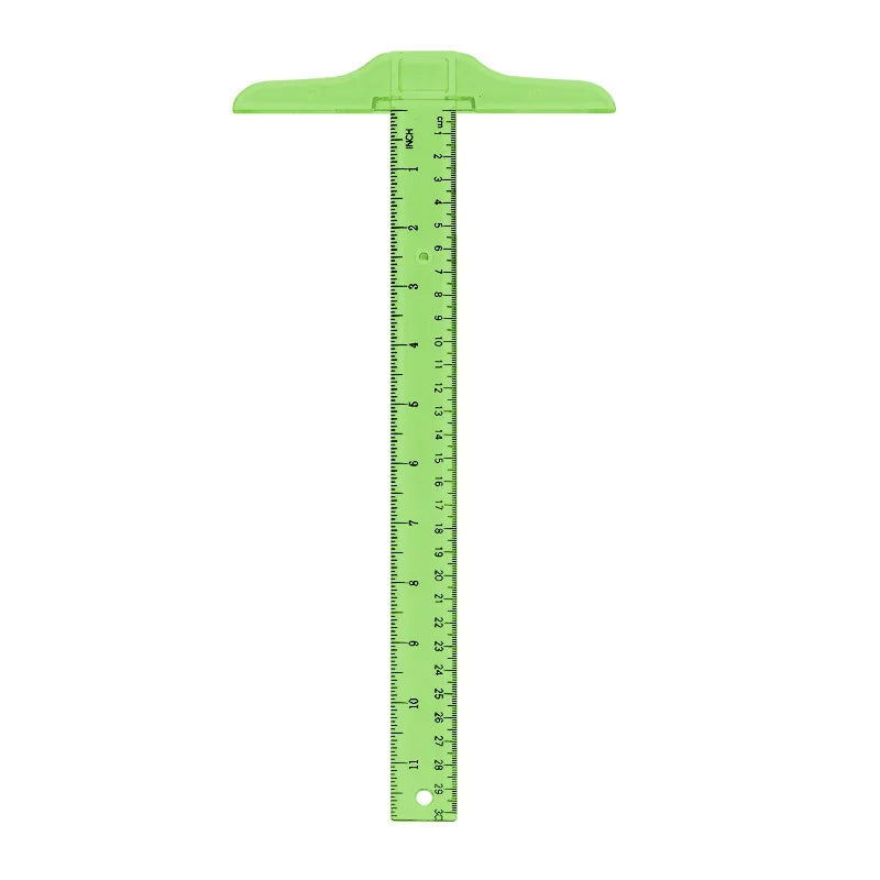 1Pc T-shaped Double Side Scale Ruler Drafting Drawing Tool Plastic School Office Supplies Stationery Accessory 30cm (Inch, Cm)