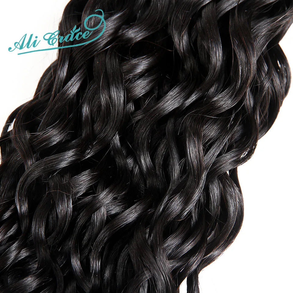 ALI GRACE Brazilian Water Wave Hair Bundles 100% Human Hair Weaving Remy Hair Extensions Water Wave3/4 Hair Bundle Fast Shipping
