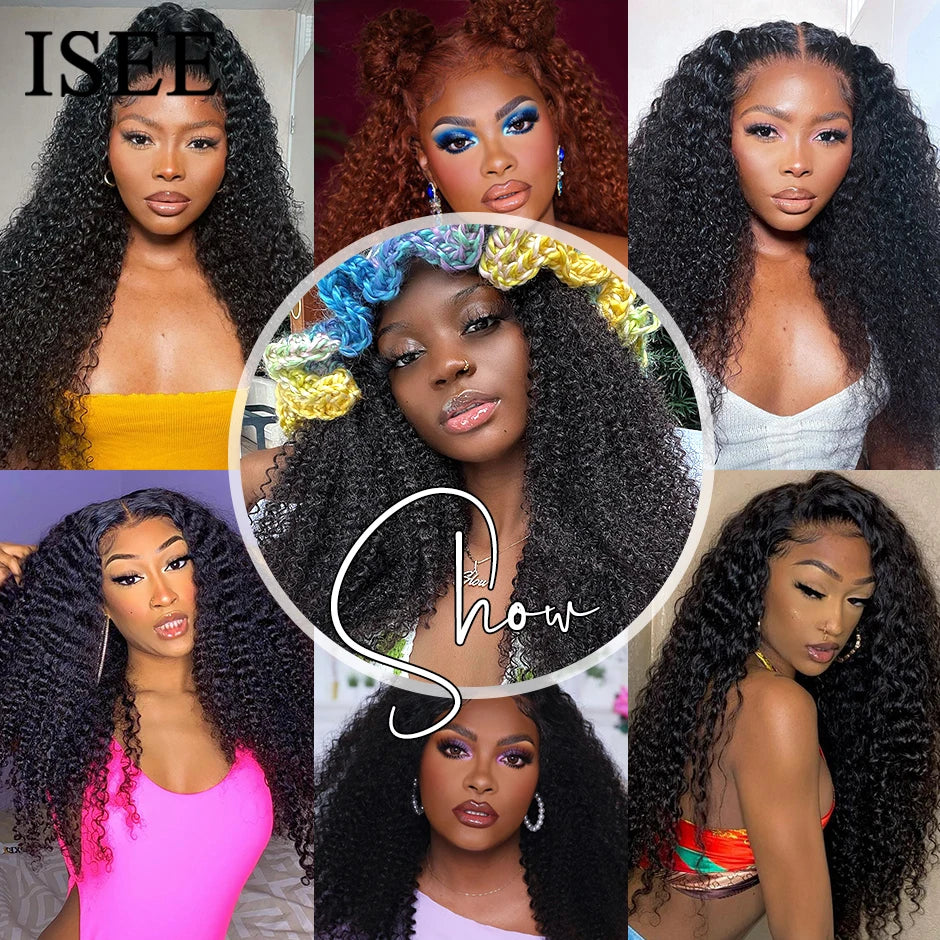 ISEE HAIR Mongolian Kinky Curly Hair Bundles 100% Human Hair Extensions Nature Color Buy 1/3/4 Bundles Thick Kinky Curly Bundles