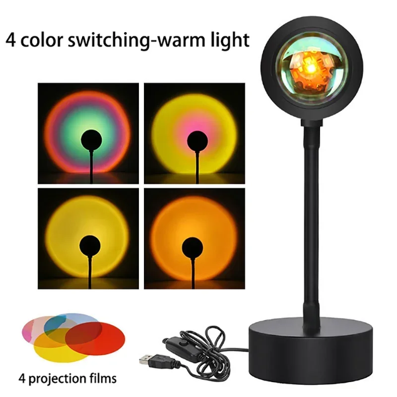 RGB Sunset Projector Lamp, 16 Colors Rainbow Atmosphere Light for Bedroom Wall, Mood Lighting Decor for Parties Home Decoration