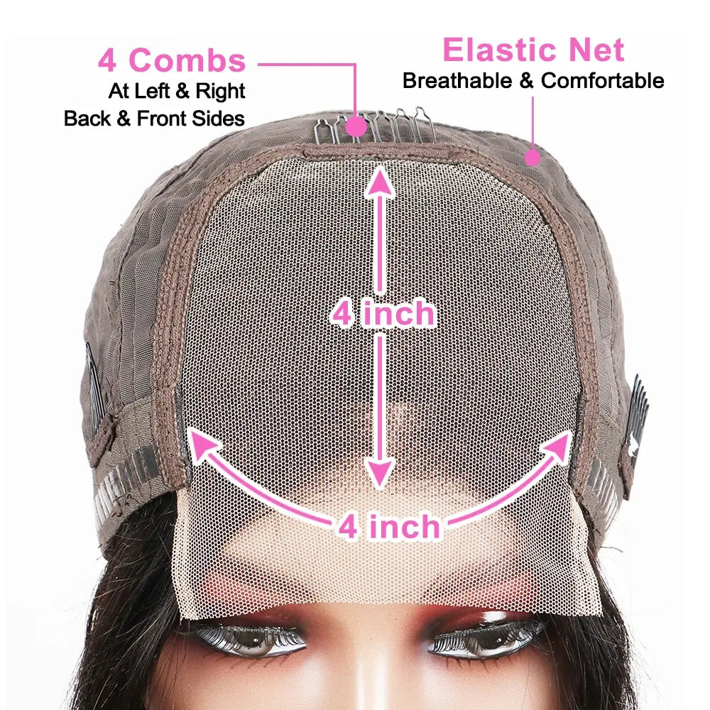 Premium Brazilian Body Wave Wig - 4x4 Lace Closure Human Hair Bob Wig for Women