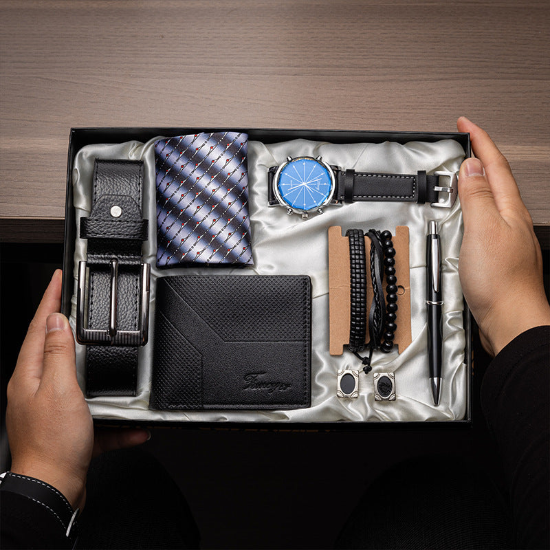 Father's Day Watch Belt Wallet Tie Cuff Men's Gift Set