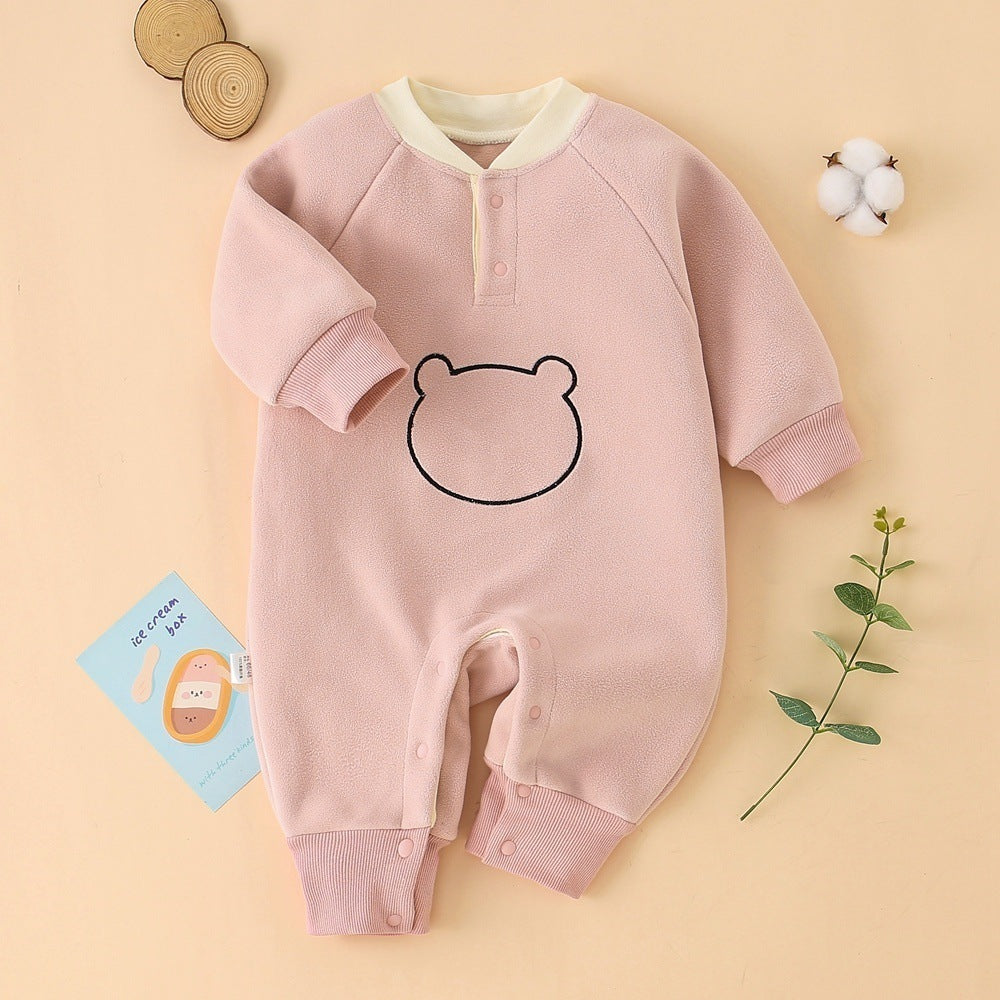 Spring, Autumn, Winter Olympics Beneficial Fleece Baby Warm Fleece-Lined Thick Outerwear Romper