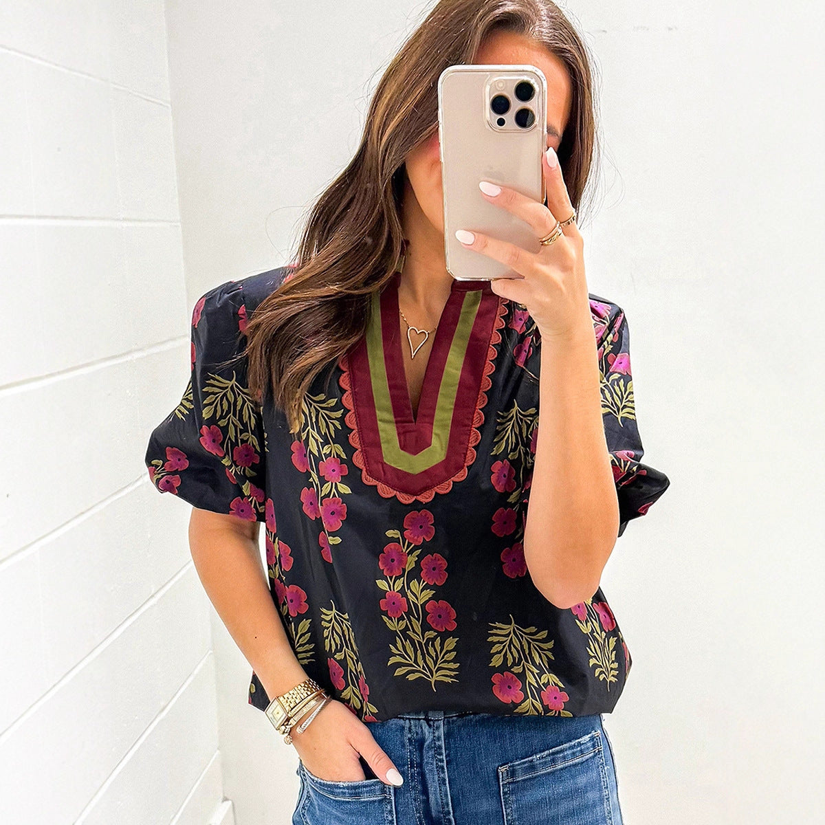 Women's Casual Simple Versatile V-Neck Chiffon Blouse