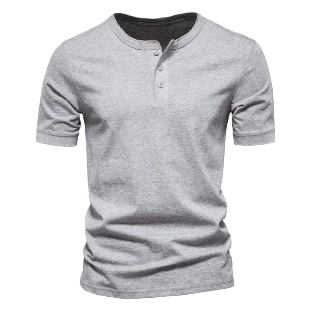 Mens Casual Crew-Neck Short-Sleeve Solid-Color T-Shirt