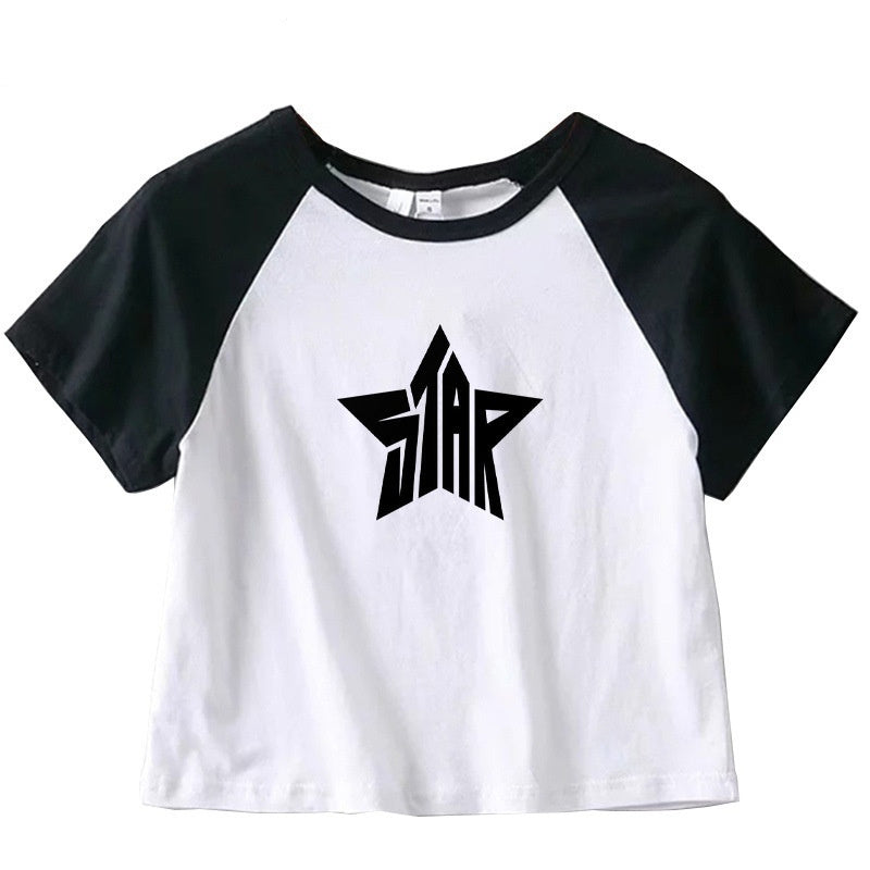 Women's Fashionable And Unique Pentagram Midriff-baring T-shirt
