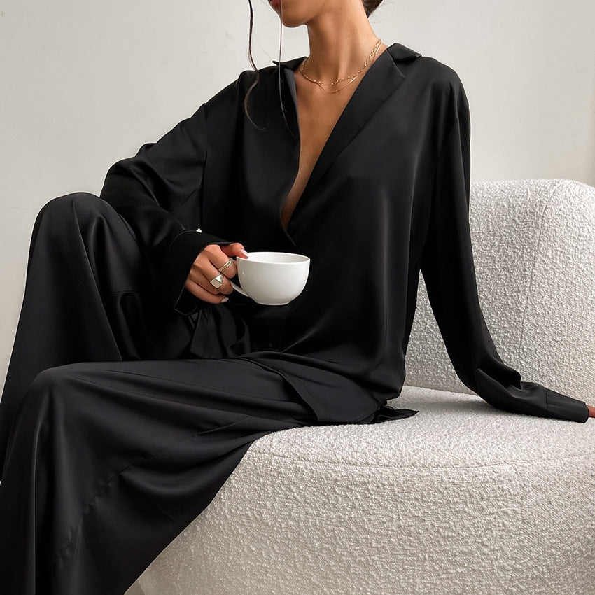 Women's Home  Silk Pure Color Pajamas