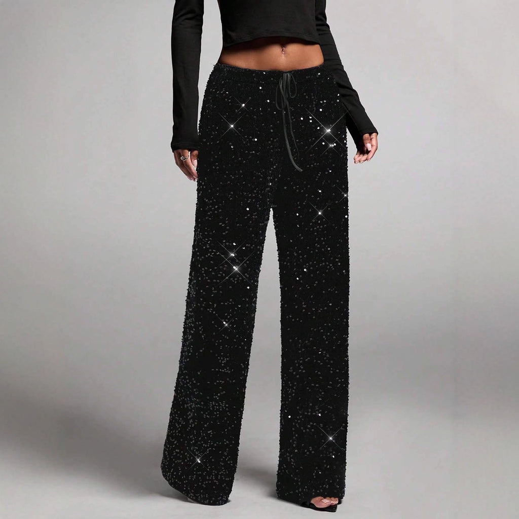 Fashionable Drawstring Slimming Straight-leg Pants For Women