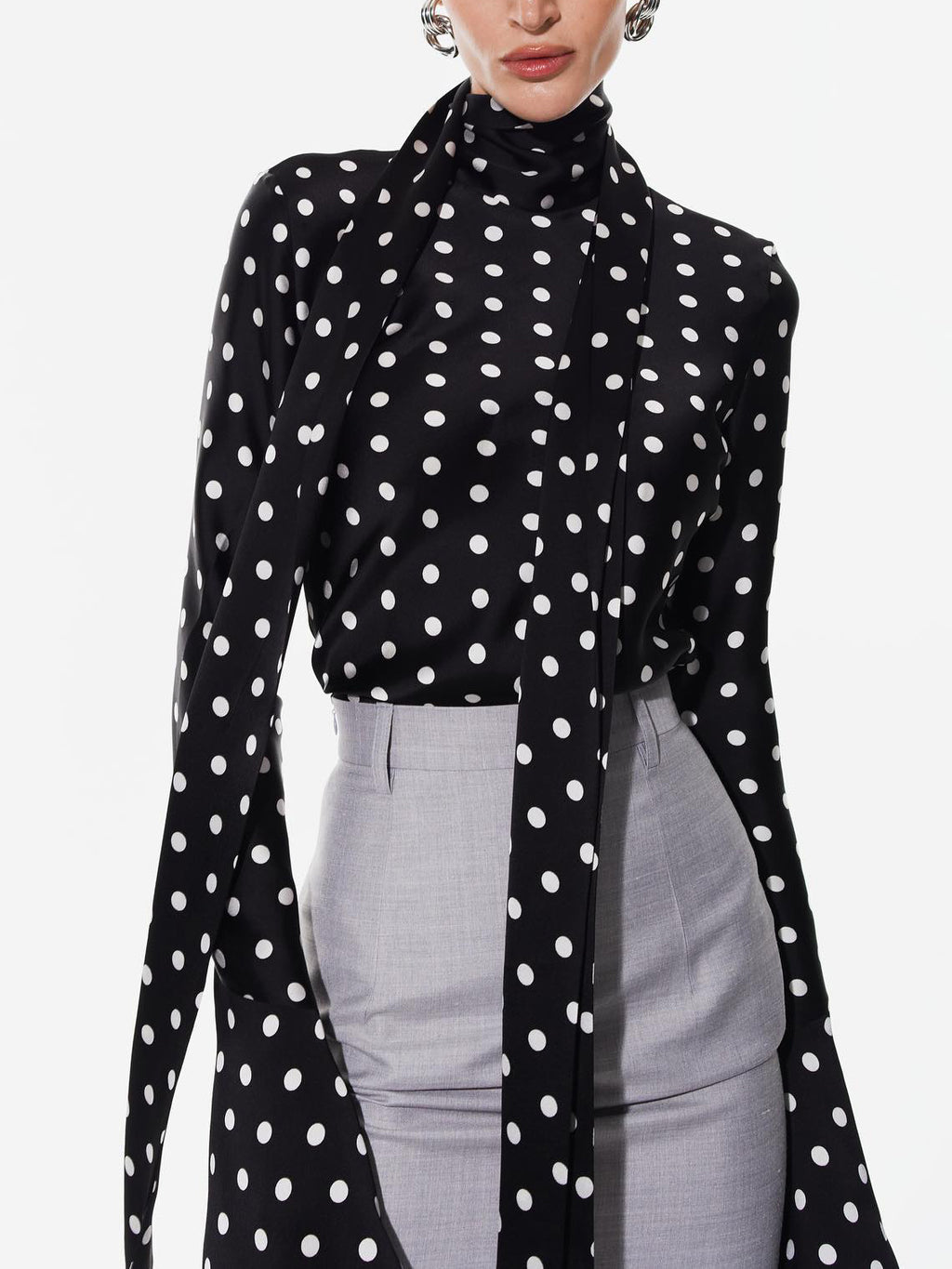 Polka Dot Strappy Bell Sleeve Blouse