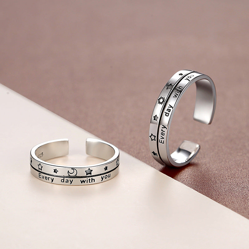 Retro Long-distance Love Valentine's Day Gift Ins Pair Ring