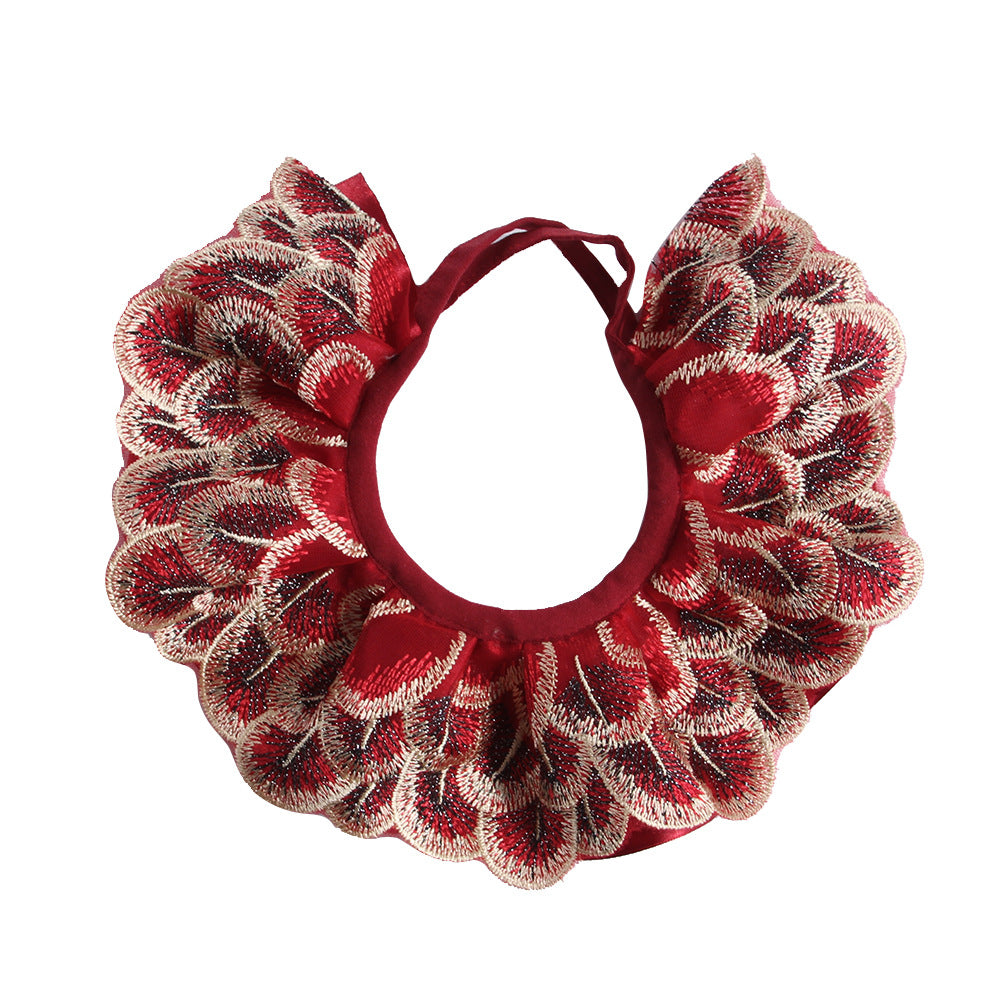 Pet Peacock Feather Lace Embroidered Lace Scarf