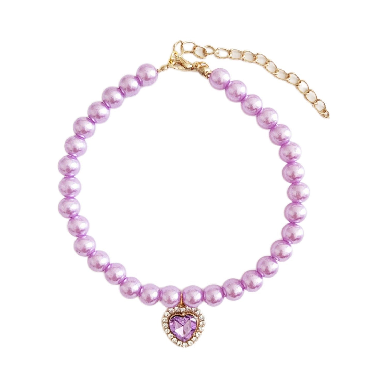 Pet Necklace Cat Pearl Pendant Colorful Gem