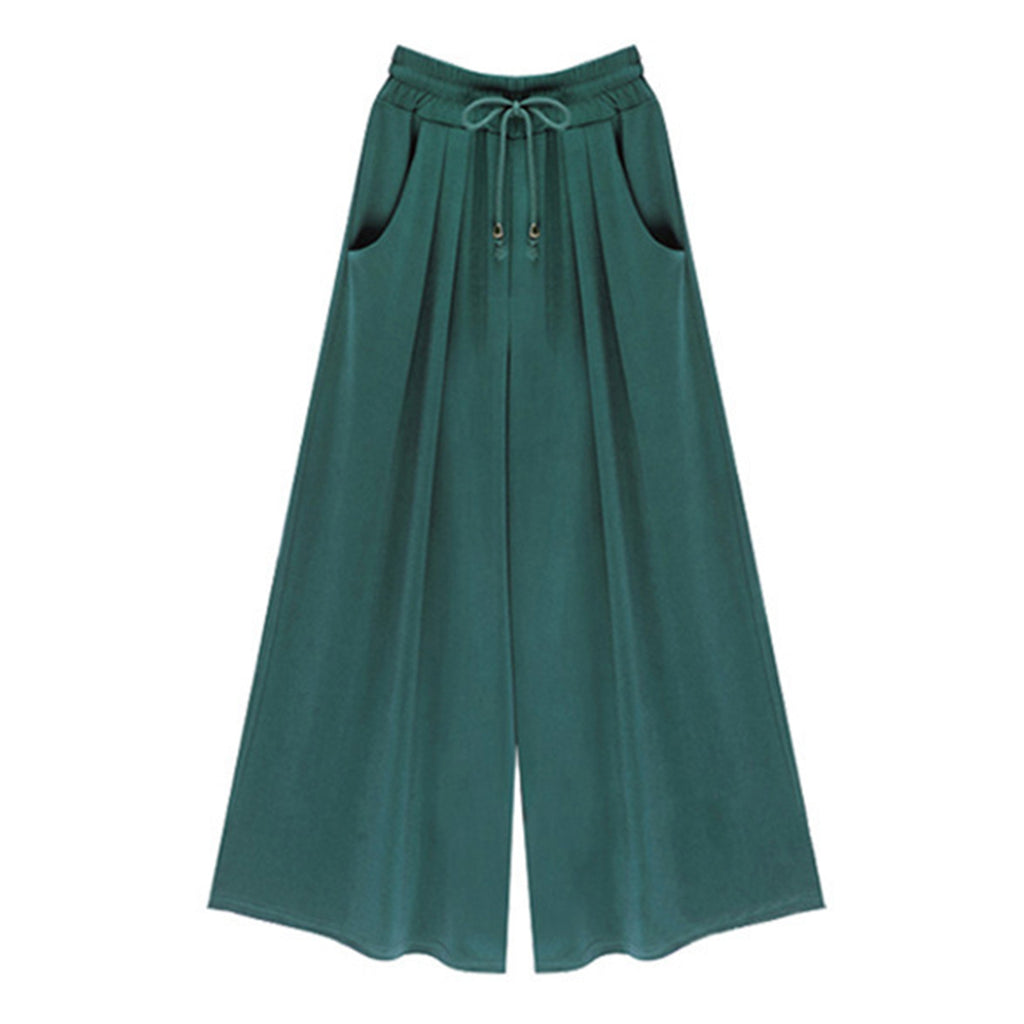 Women's Elastic Waist Tie Rope Wide Leg Pants