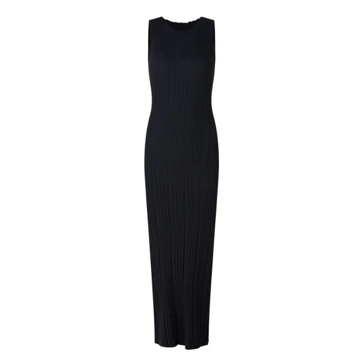Retro Sleeveless Knitted Vest Women's Waist-Cinching Slimming Sheath Dress