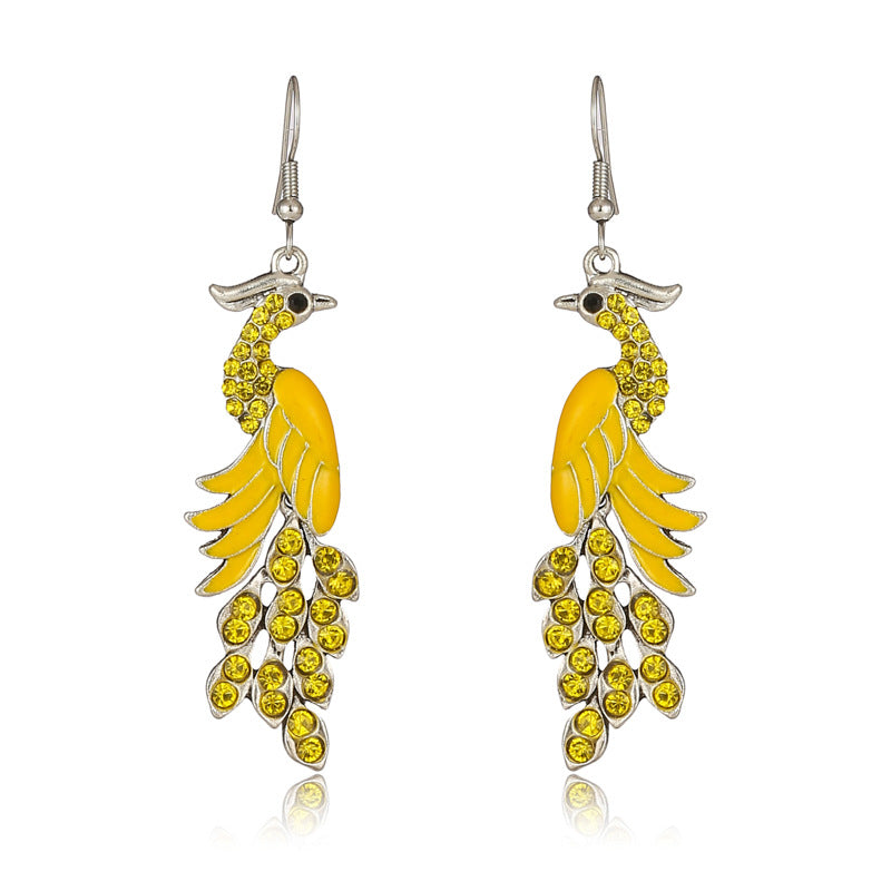 European And American Texture Peacock Earrings Retro