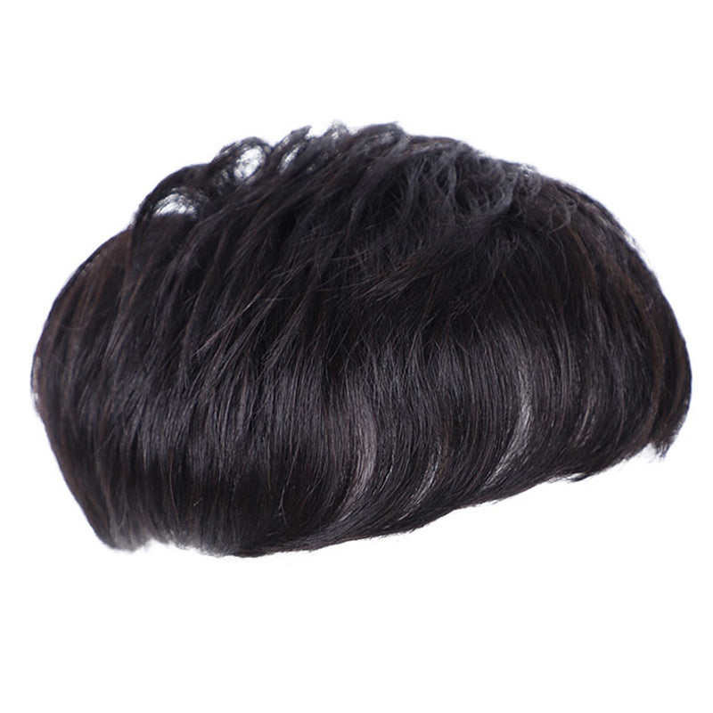 Real Bald Hair Covering White Hair Breathable Wig