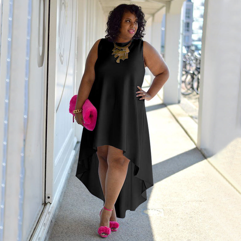 Women's Elegant Plus-Size Sleeveless Sexy Crew-Neck Casual Dress