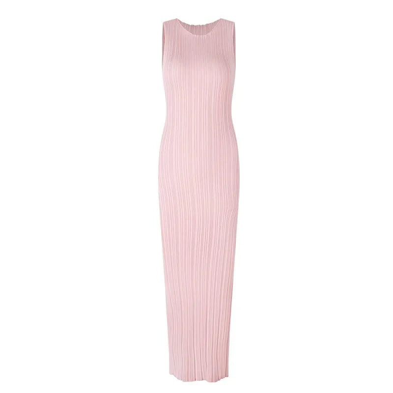 Retro Sleeveless Knitted Vest Women's Waist-Cinching Slimming Sheath Dress