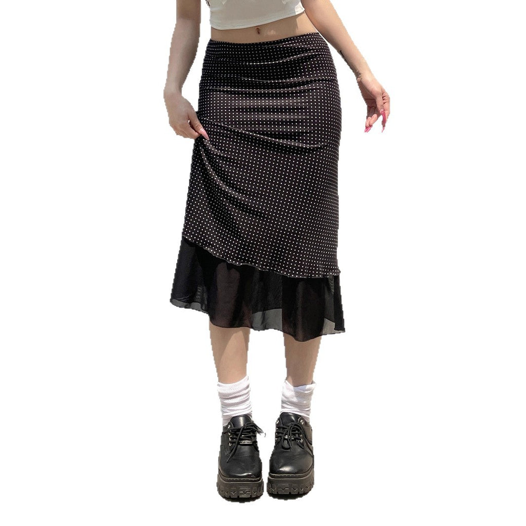 Women's Polka-Dot Double-Layer Mesh Skirt