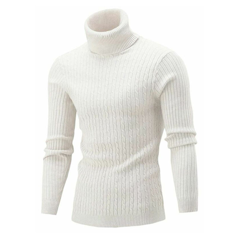 Slim-fit Men's Knitted Turtleneck Solid Color Sweater