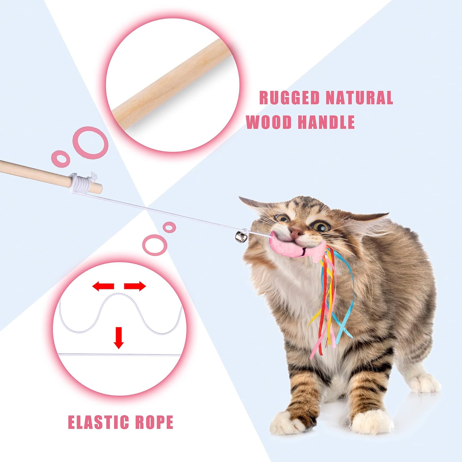 Cat Wand Toys Interactive Cat Toys With Catnip Fish Colorful Ribbons Bell For Kitty Kitten Cat Toys For Indoor Cats Cat Teaser Cat String Toy Cat Accessories
