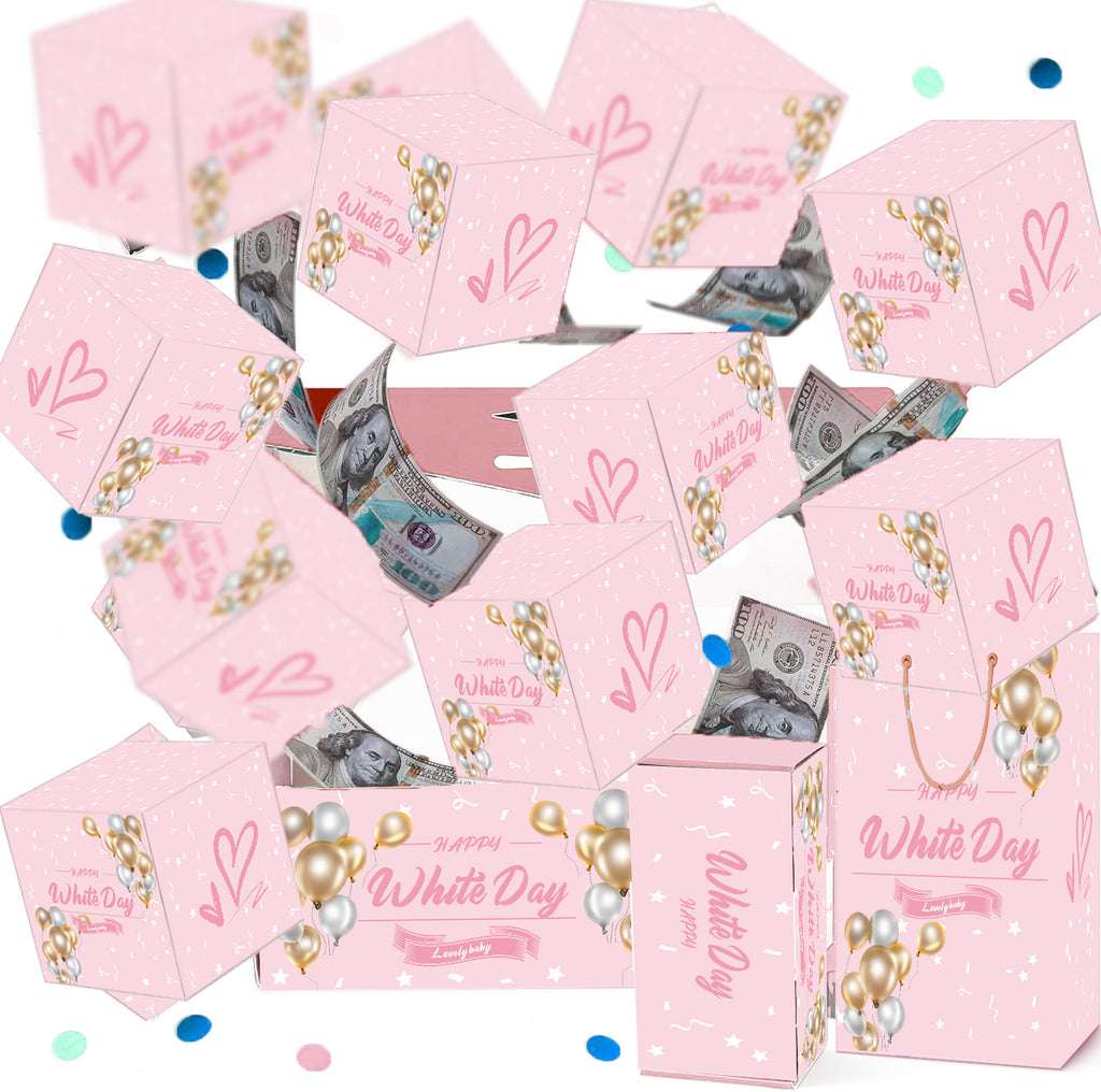 Surprise Bounce Red Envelope Box White Valentine's Day Gift Box