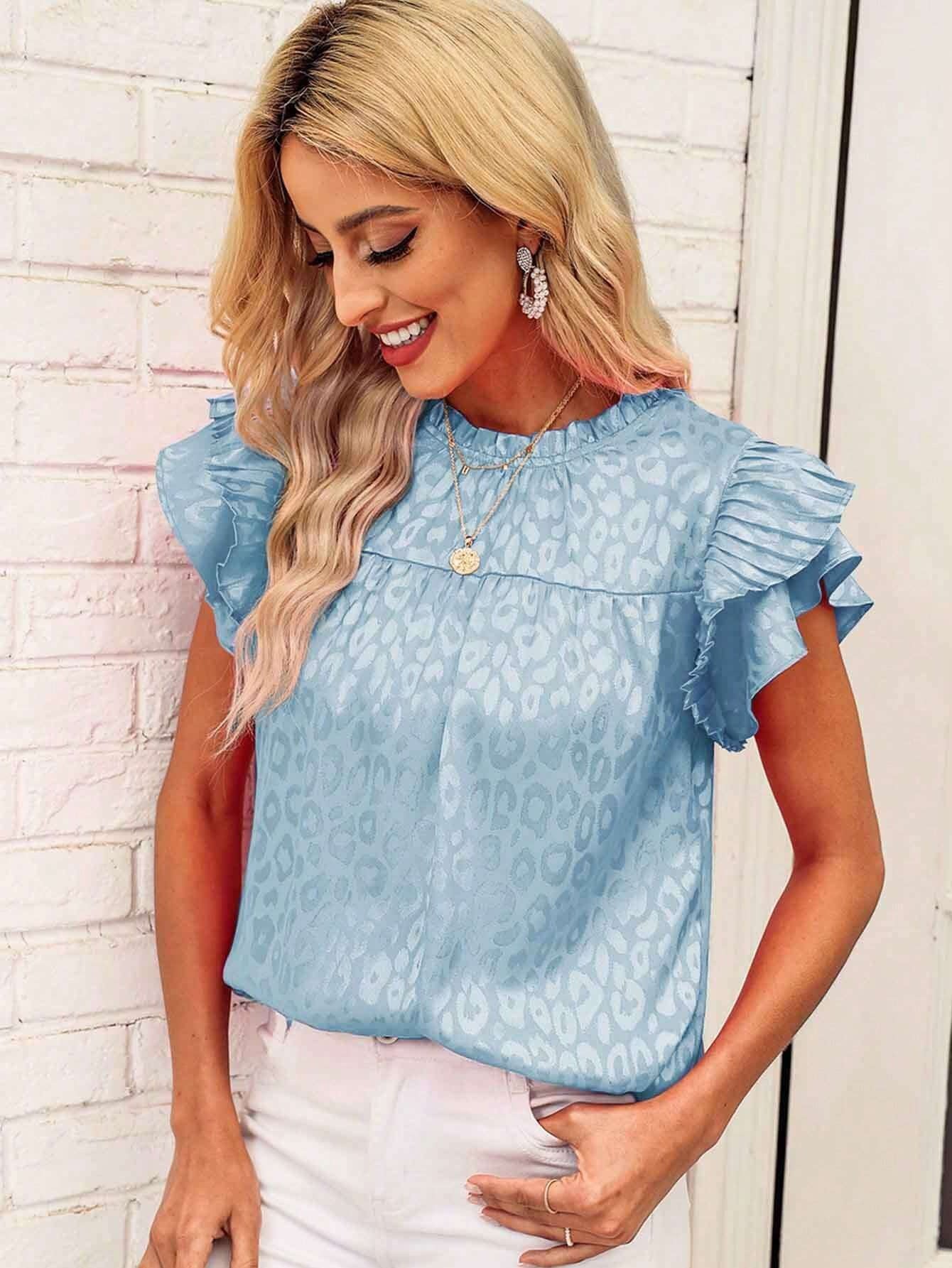Fashionable And Versatile Women's Top With Ruffle Hem