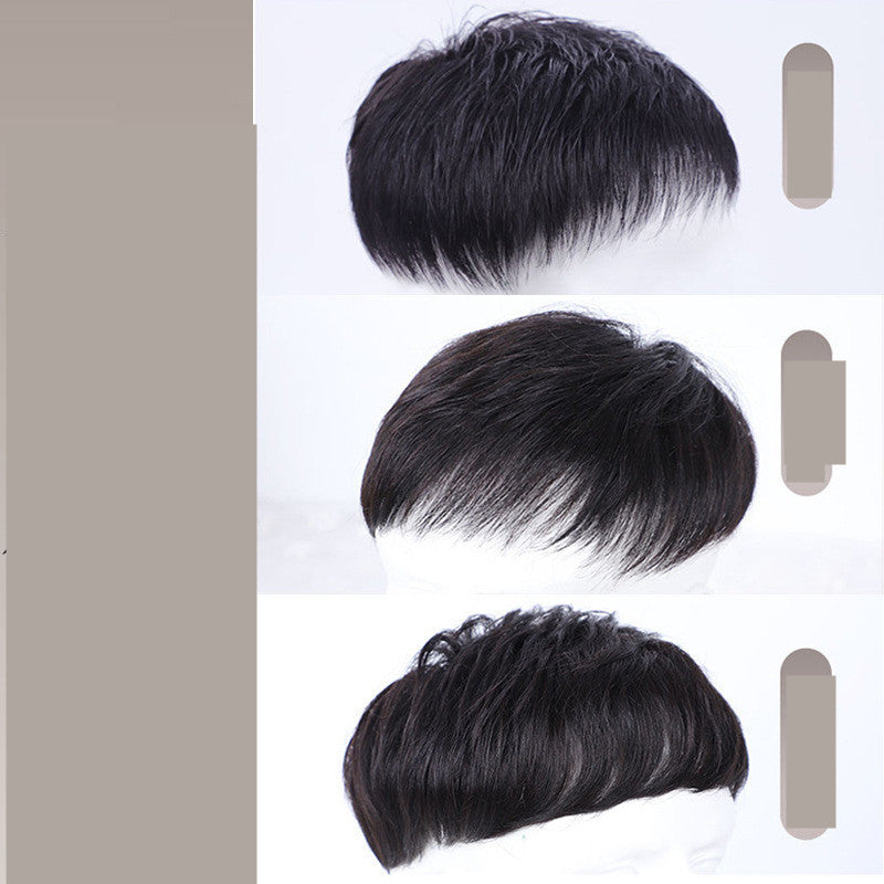 Real Bald Hair Covering White Hair Breathable Wig