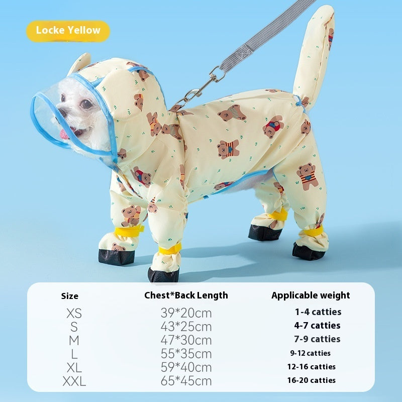 Summer Full Printed Polka Dot Bear Dog Poncho