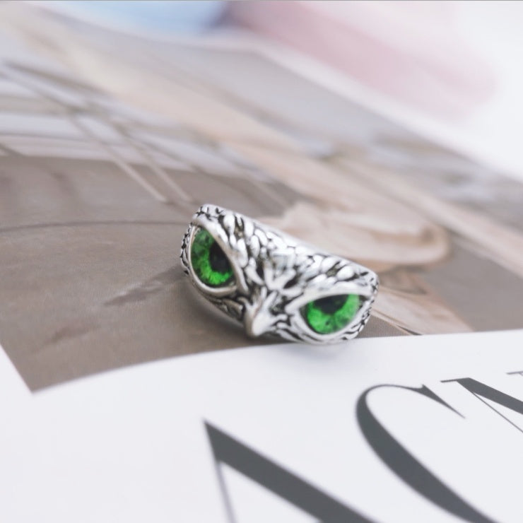 Fashion Vintage Demon Eye Owl Ring For Women  Retro Animal Ring Silver Color Jewelry