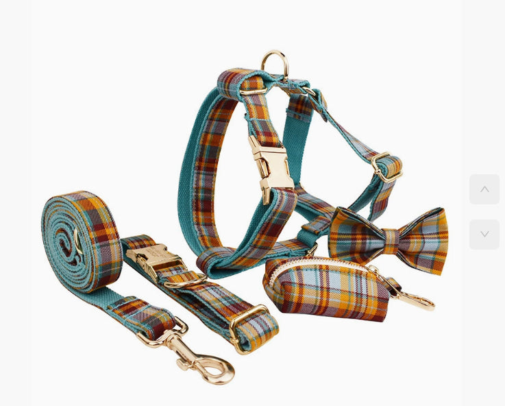Green Plaid Plain Pet Collar