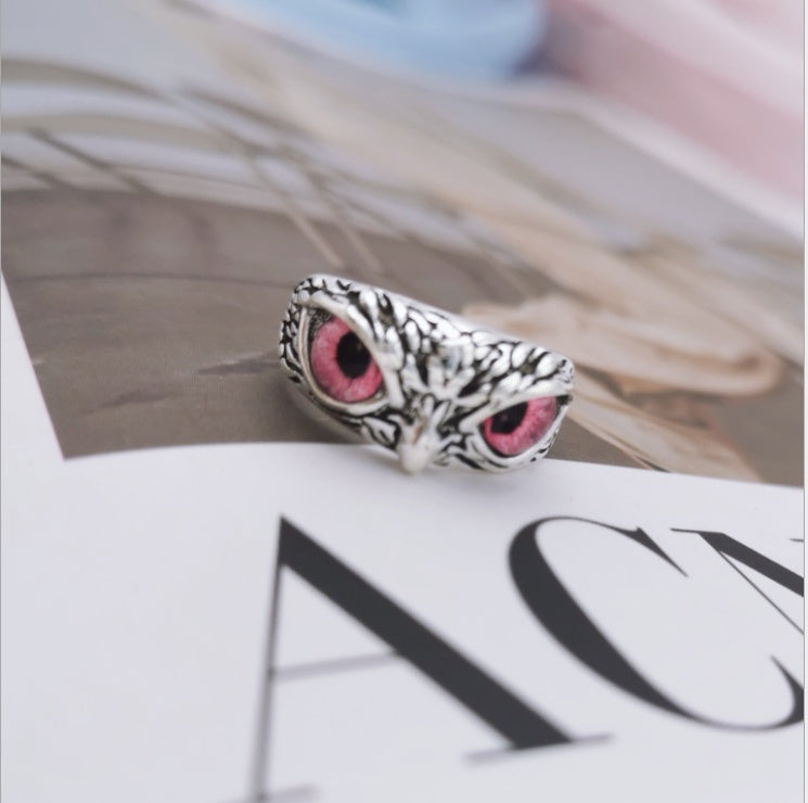 Fashion Vintage Demon Eye Owl Ring For Women  Retro Animal Ring Silver Color Jewelry