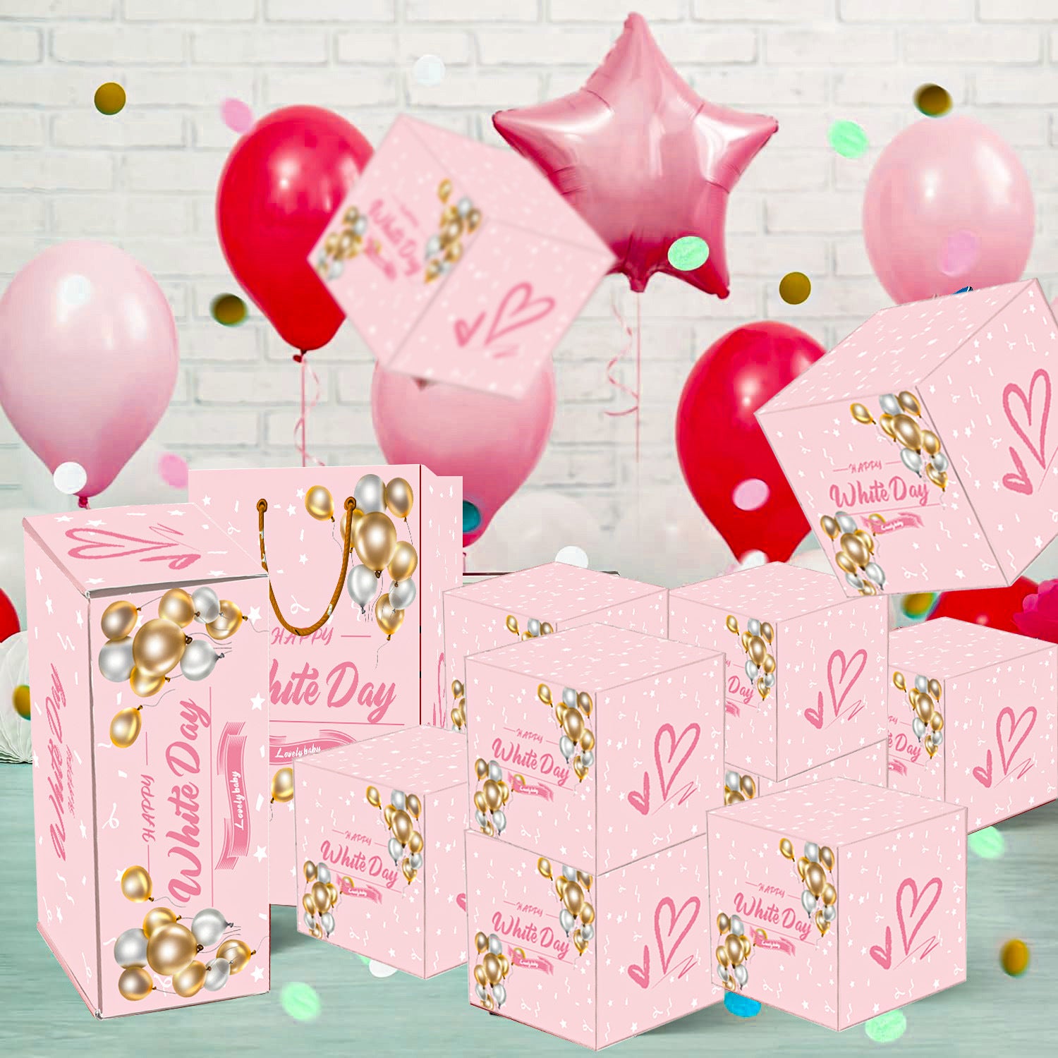 Surprise Bounce Red Envelope Box White Valentine's Day Gift Box