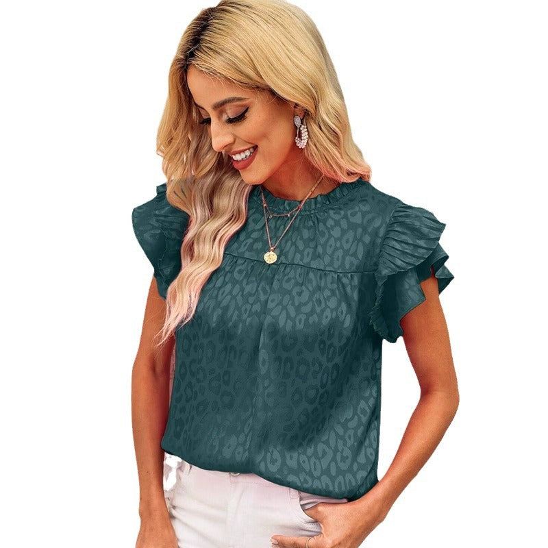 Fashionable And Versatile Women's Top With Ruffle Hem