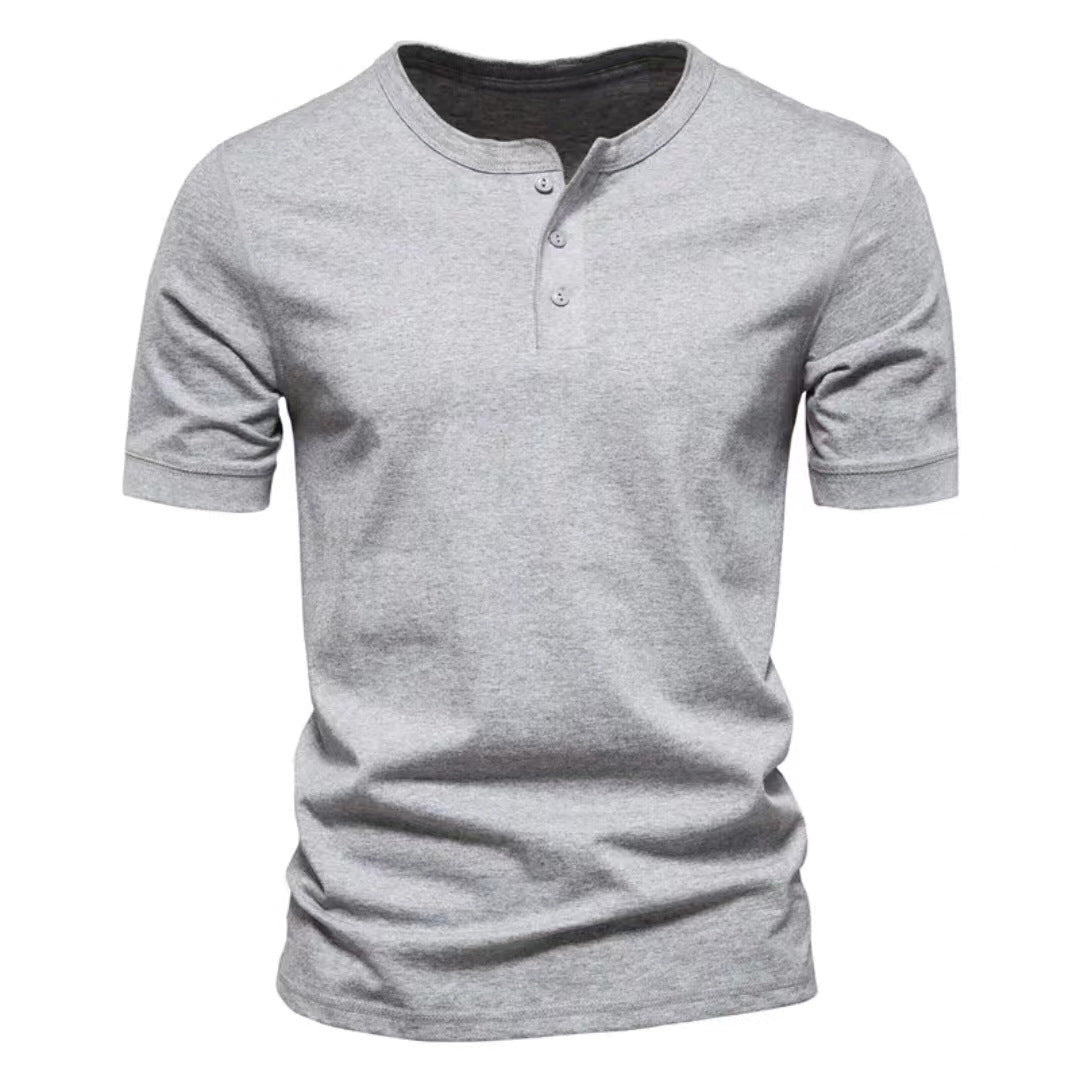 Mens Casual Crew-Neck Short-Sleeve Solid-Color T-Shirt