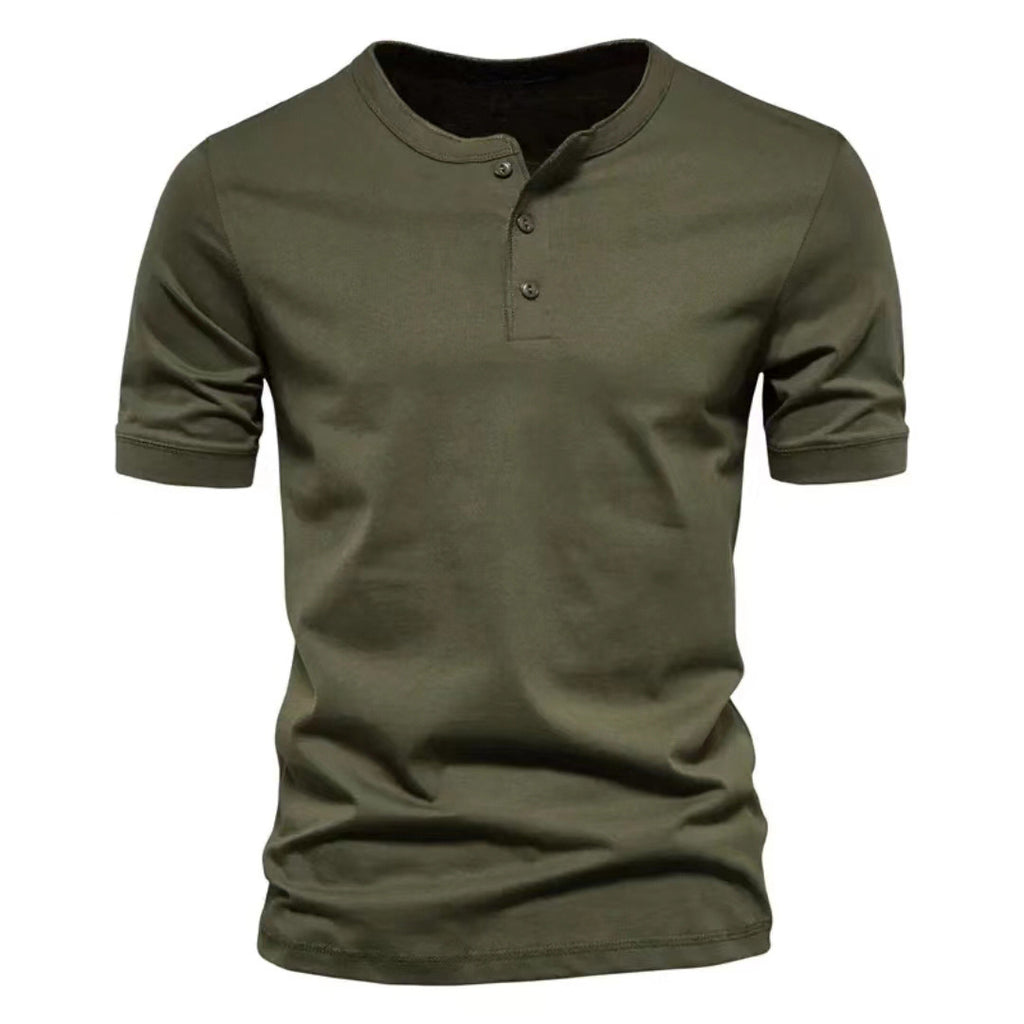 Mens Casual Crew-Neck Short-Sleeve Solid-Color T-Shirt