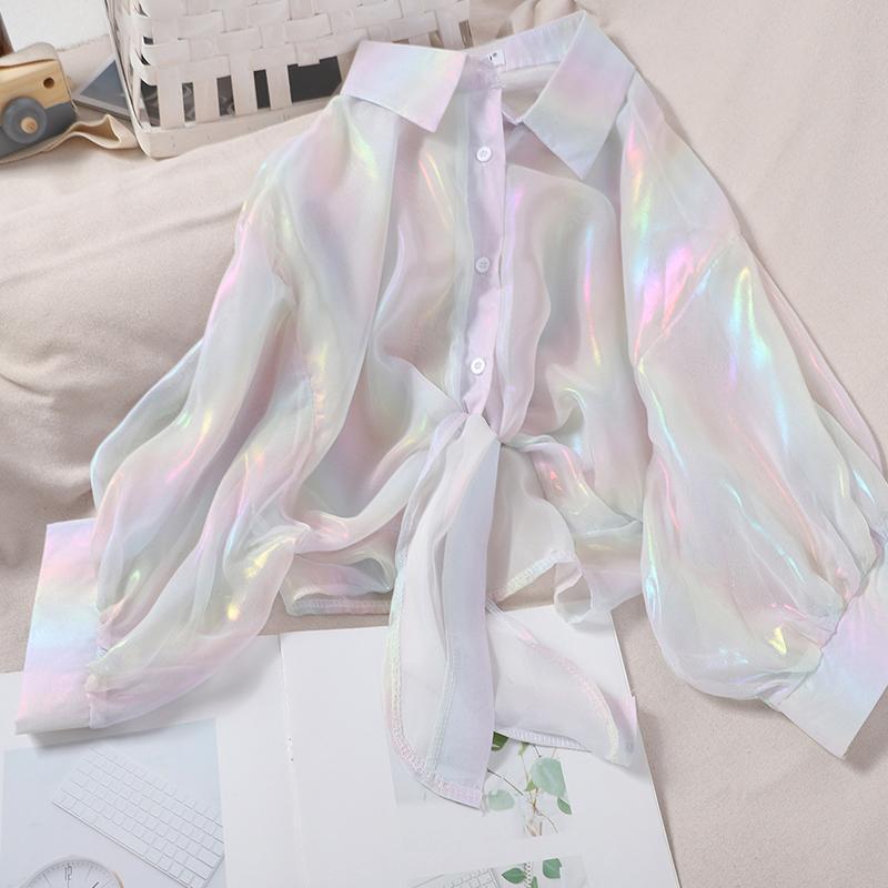 Fashionable Glossy Purple Cardigan Sun-protective Garment