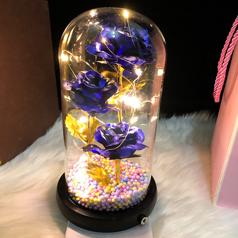Three Gold Foil Flower Glass Cover Valentine's Day Birthday Gift